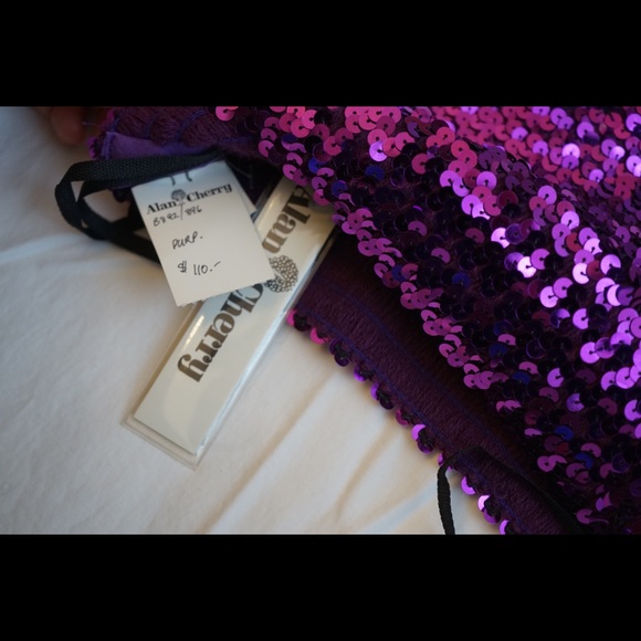 Alan Cherry Purple Sequined Tube Top - Picture 6 of 6